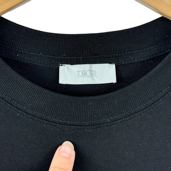Christian Dior CD Icon T-Shirt Floral Embroidered Relaxed Fit Black Men's Large - Picture 15 of 16